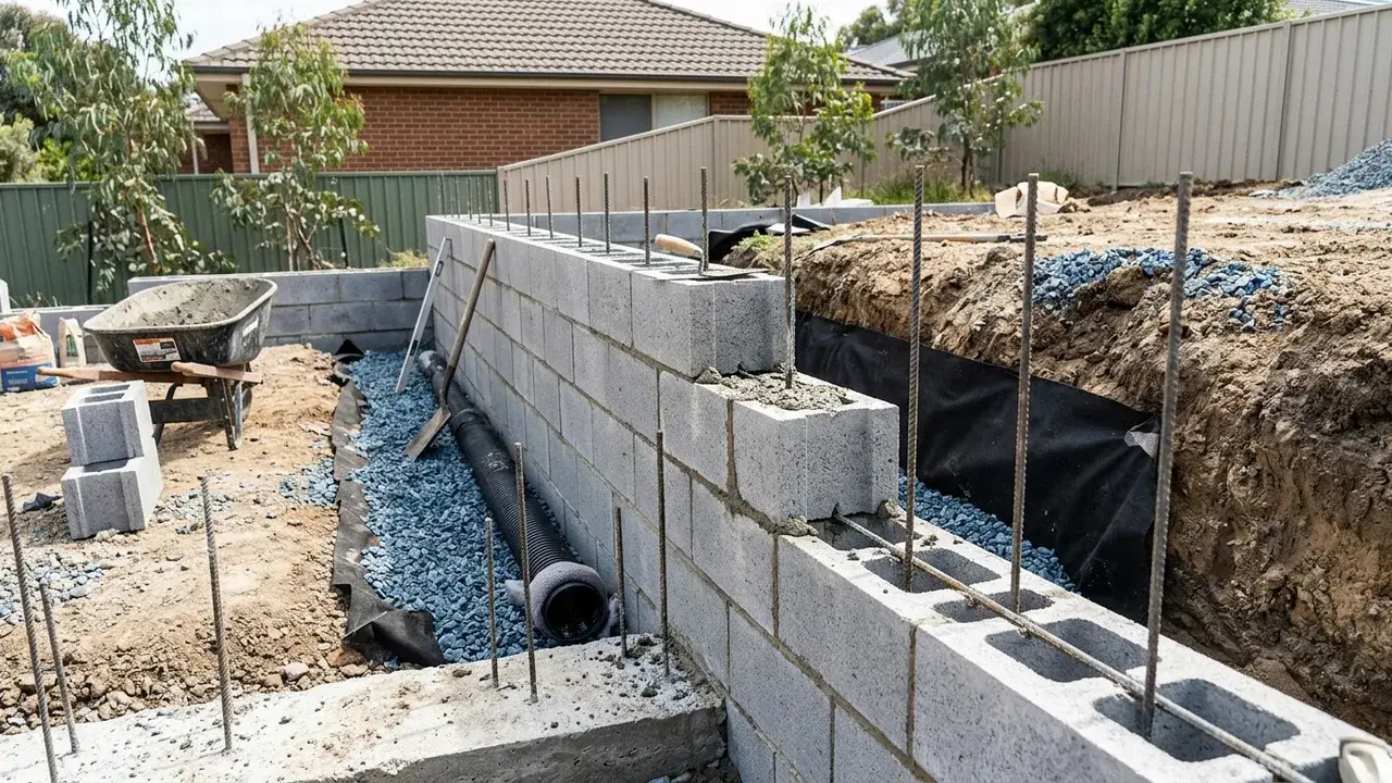 Besser Block Retaining Walls on an Ipswich property