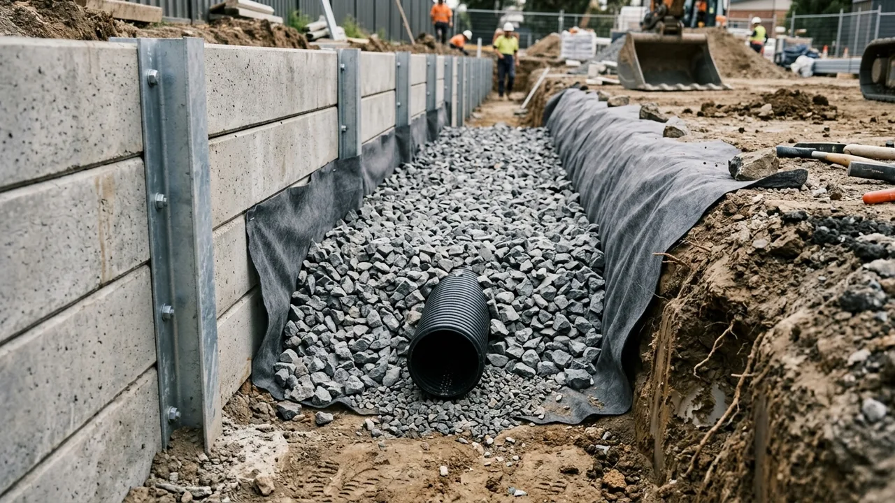 Retaining Wall Drainage & Subsoil Systems on an Ipswich property